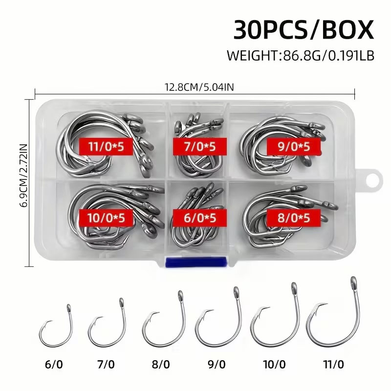 30pcs/box Fishing Hooks Stainl - огляд і ціна Fishing Hook Circle