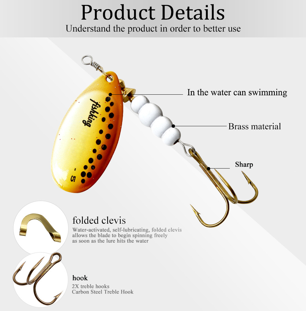 1pcs Spinner Bait 3.9/4.6/7.4/ - огляд і ціна Fishing Hook Treble